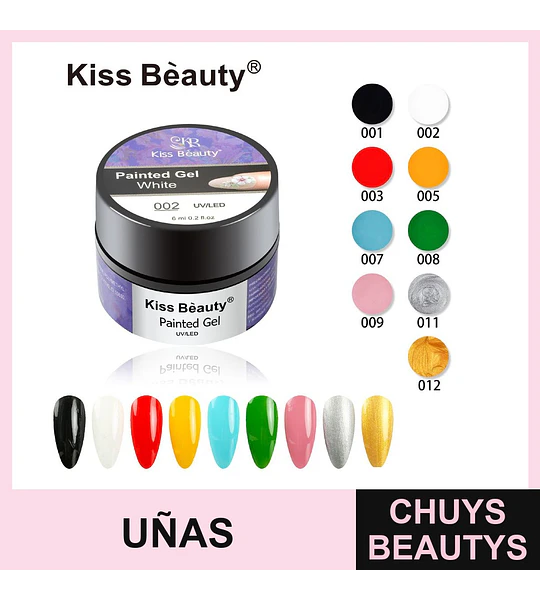 Gel de Uñas Pintado UV/LED Kiss Bèauty para Nail Art Profesional