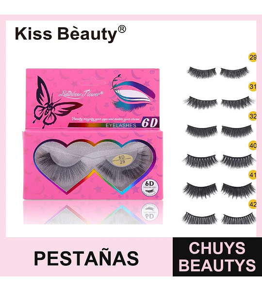 Pestañas Postizas 6D Volumen Natural Kiss Beauty Rainbow Flower