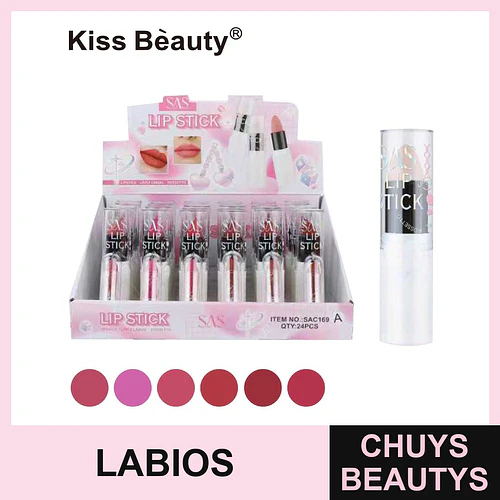 Labial en Barra Kiss Bèauty SAS de Larga Duración y Tonos Variados - Chuys Beautys | Chuys Beautys