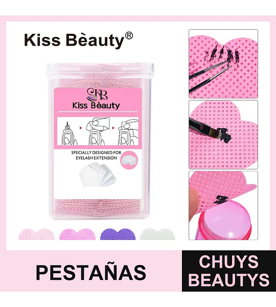 Pads adhesivos en forma de corazón para extensión de pestañas Kiss Bèauty, 200 unidades