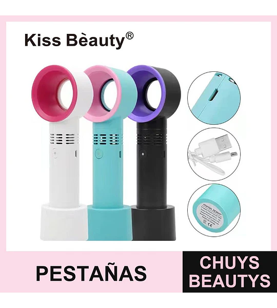 Ventilador portátil sin aspas Kiss Bèauty para secado de pestañas y maquillaje