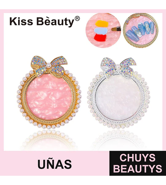Paleta de Mezcla y Exhibición para Nail Art con Diseño de Lazo y Perlas Kiss Bèauty