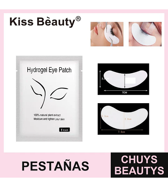 Parches de hidrogel Kiss Bèauty hidratantes para contorno de ojos y extensiones de pestañas