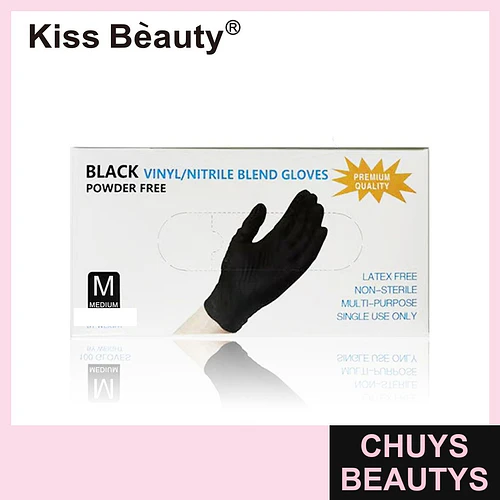 Pack 10 Cajas Guantes Negros Nitrilo/Vinilo Kiss Bèauty Talla M - Chuys Beautys | Chuys Beautys