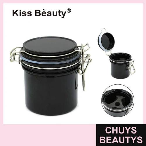 Mini frasco hermético negro Kiss Bèauty para almacenamiento de productos de belleza - Chuys Beautys | Chuys Beautys