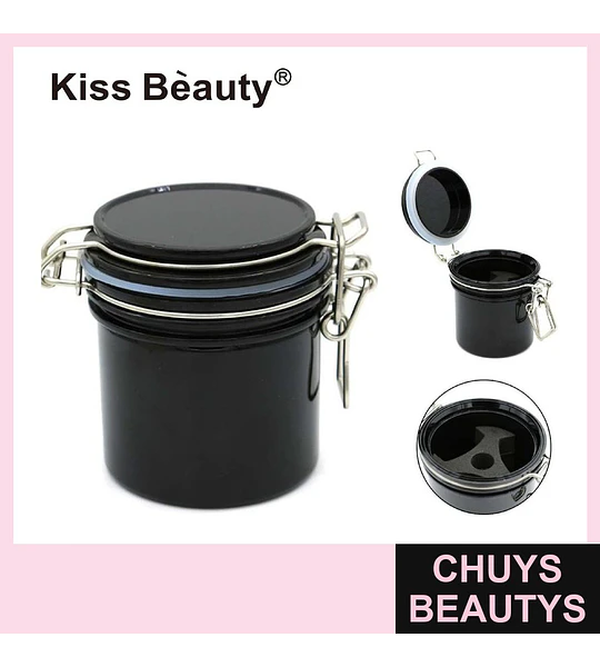 Mini frasco hermético negro Kiss Bèauty para almacenamiento de productos de belleza