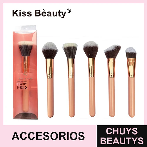 Set de Brochas de Maquillaje Kiss Bèauty con Cerdas de Fibra y Mangos Ergonomicos - Chuys Beautys | Chuys Beautys