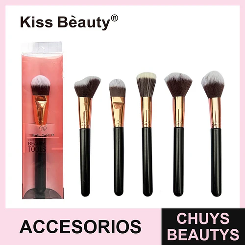 Set de 6 brochas de maquillaje profesionales Kiss Bèauty para rostro - Chuys Beautys | Chuys Beautys
