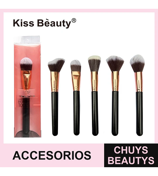 Set de 6 brochas de maquillaje profesionales Kiss Bèauty para rostro