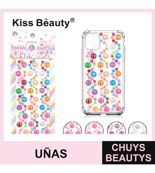Adhesivos decorativos brillantes multicolor Kiss Bèauty para uñas y accesorios