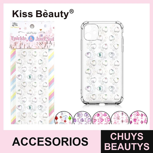 Joyas adhesivas decorativas iridiscentes para accesorios Kiss Beauty - Chuys Beautys | Chuys Beautys