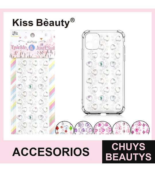 Joyas adhesivas decorativas iridiscentes para accesorios Kiss Beauty