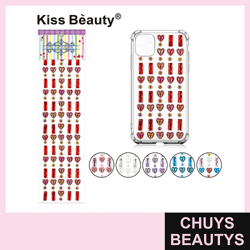 Adhesivos decorativos de cristales autoadhesivos Corazones y Rectángulos Kiss Bèauty - Chuys Beautys | Chuys Beautys
