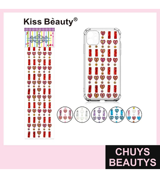 Adhesivos decorativos de cristales autoadhesivos Corazones y Rectángulos Kiss Bèauty