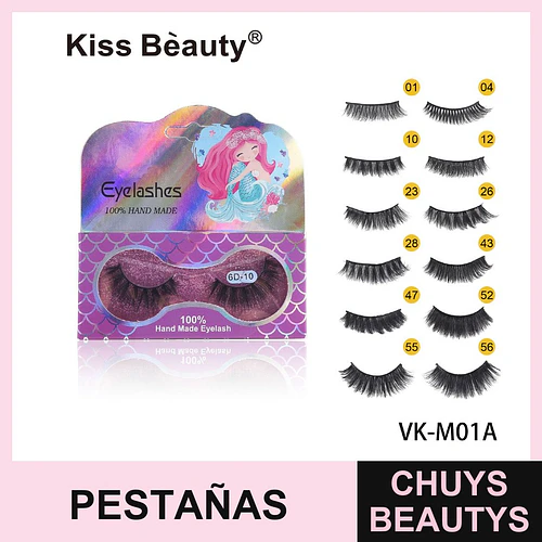 Pestañas Postizas 6D Hechas a Mano Estilo 10 Kiss Bèauty - Chuys Beautys | Chuys Beautys