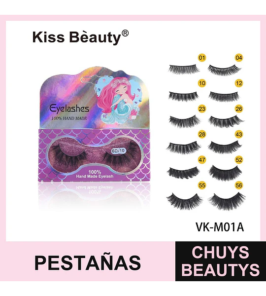 Pestañas Postizas 6D Hechas a Mano Estilo 10 Kiss Bèauty