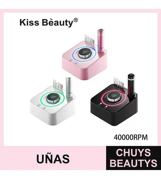 Torno Eléctrico Profesional para Uñas 40000RPM Kiss Bèauty con Kit de Fresas
