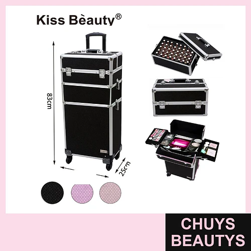 Maleta de Maquillaje Profesional Modular con Ruedas Kiss Bèauty de 3 Niveles - Chuys Beautys | Chuys Beautys