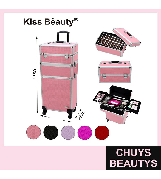 Maleta de maquillaje profesional modular con ruedas Kiss Bèauty