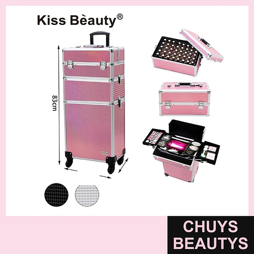 Maleta de Maquillaje Profesional con Ruedas Kiss Bèauty Rosa 83cm - Chuys Beautys | Chuys Beautys