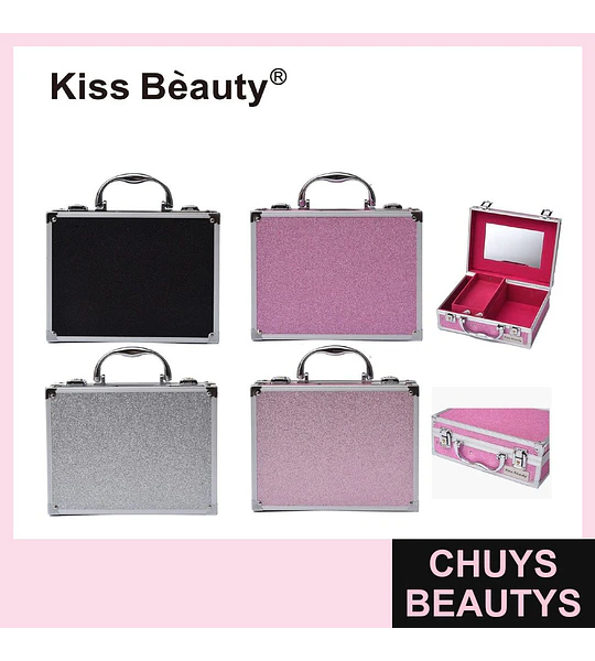 Maletín organizador de maquillaje portátil glitter Kiss Bèauty