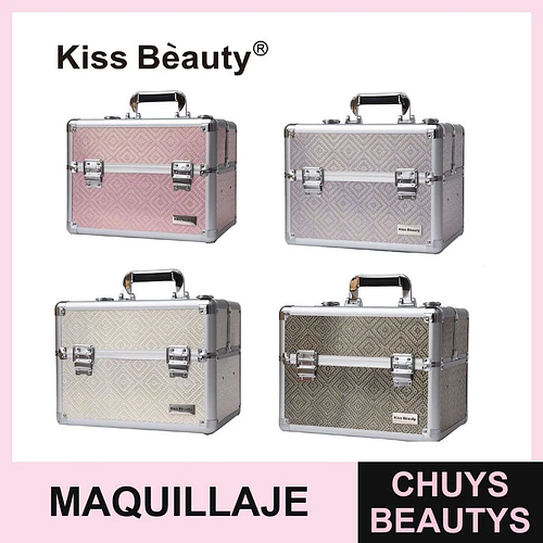 Estuche Organizador de Maquillaje Portátil con Diseño Geométrico Kiss Beauty - Chuys Beautys | Chuys Beautys