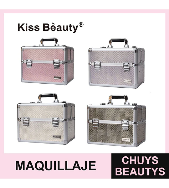 Estuche Organizador de Maquillaje Portátil con Diseño Geométrico Kiss Beauty