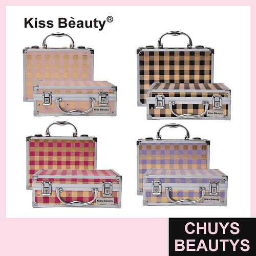 Set de Maletas Organizadoras de Maquillaje Plaid Kiss Beauty - Chuys Beautys | Chuys Beautys