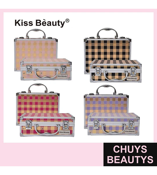 Set de Maletas Organizadoras de Maquillaje Plaid Kiss Beauty