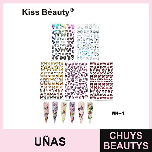 Stickers de Uñas Mariposas Variadas Kiss Bèauty para Decoración Manicura - Chuys Beautys | Chuys Beautys