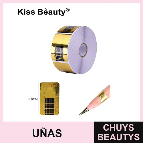 Moldes autoadhesivos dorados Kiss Bèauty para extensión de uñas acrílicas y gel - Chuys Beautys | Chuys Beautys