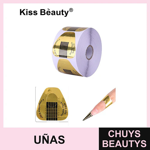 Moldes autoadhesivos para extensión de uñas de doble grosor Kiss Bèauty 500 unidades - Chuys Beautys | Chuys Beautys