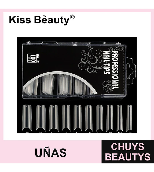 Uñas postizas profesionales Kiss Bèauty transparentes 100 unidades