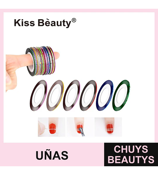 Cintas Adhesivas para Nail Art Efecto Metálico Kiss Bèauty