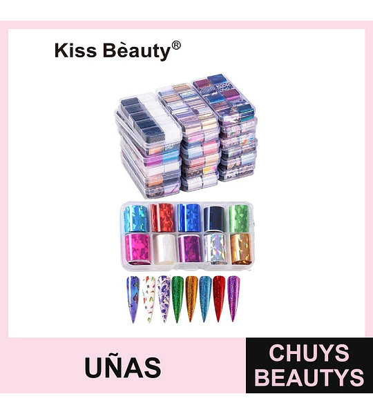 Set de 300 Láminas Adhesivas para Uñas Nail Art Kiss Bèauty