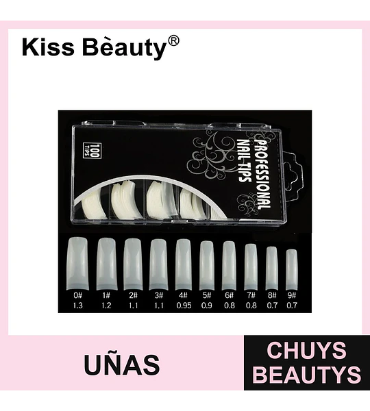 Uñas Postizas Profesionales Naturales con Tamaños Variados Kiss Bèauty