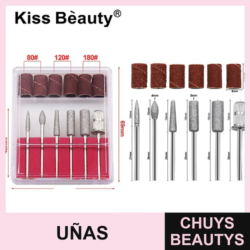 Set profesional de fresas y bandas de lijado Kiss Beauty para uñas - Chuys Beautys | Chuys Beautys