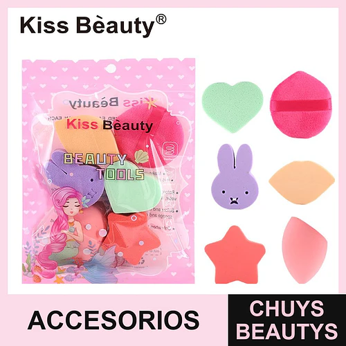 Set de Esponjas y Puffs de Maquillaje Multiforma Kiss Beauty - Chuys Beautys | Chuys Beautys