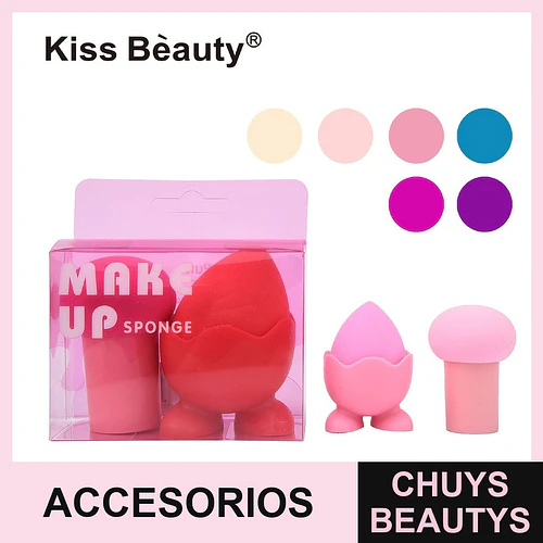 Set de Esponjas de Maquillaje de Precisión Kiss Bèauty con Soporte - Chuys Beautys | Chuys Beautys