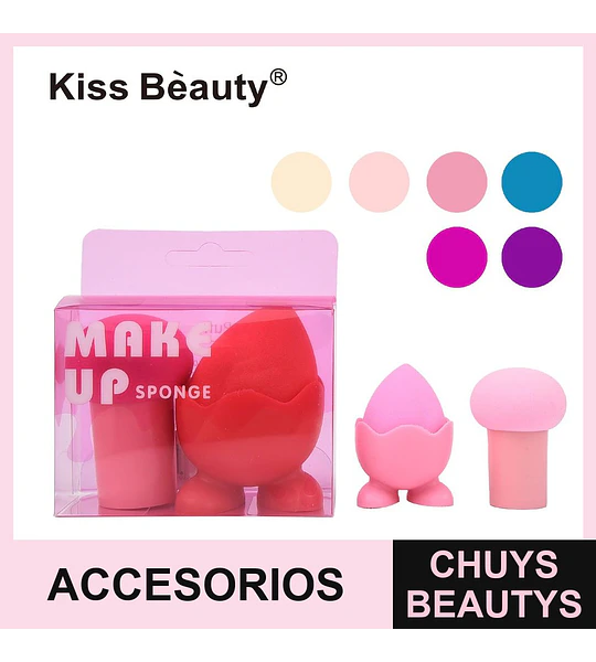Set de Esponjas de Maquillaje de Precisión Kiss Bèauty con Soporte