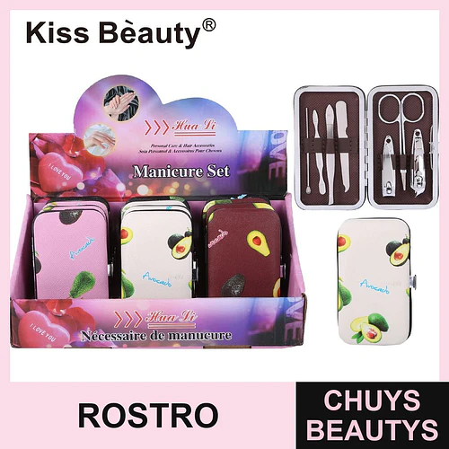 Set de Manicura Compacto Kiss Bèauty con Diseño de Aguacate, 7 Piezas - Chuys Beautys | Chuys Beautys