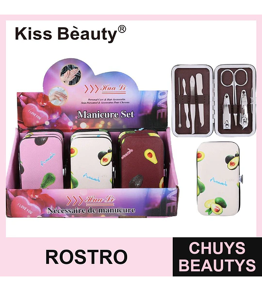 Set de Manicura Compacto Kiss Bèauty con Diseño de Aguacate, 7 Piezas