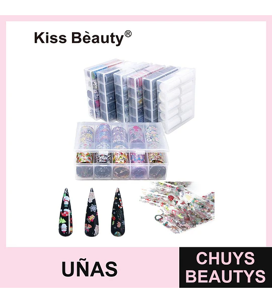 Set de 300 Láminas Transfer para Uñas Kiss Bèauty con Diseños Navideños