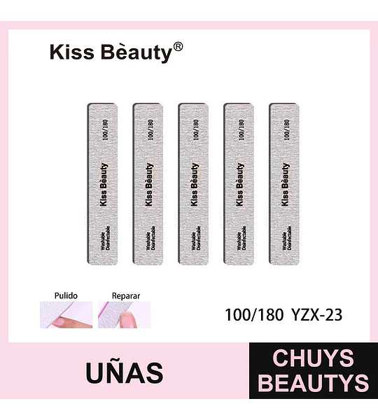 Limas de Uñas Doble Cara Lavables 100/180 Kiss Bèauty