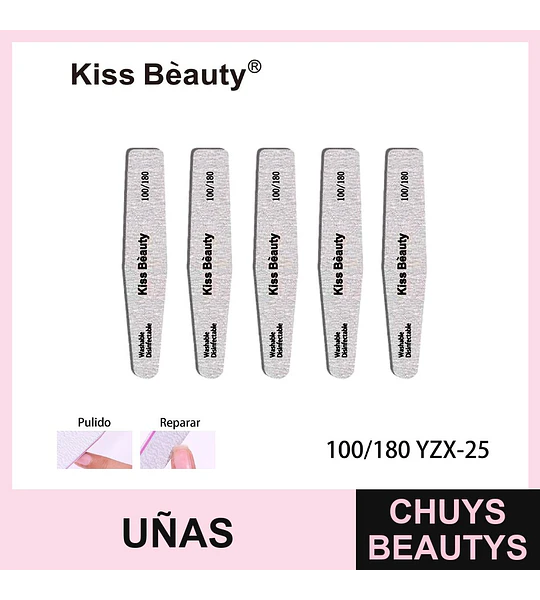 Limas de Uñas Profesionales Doble Grano 100/180 Kiss Bèauty, Pack 600 Unidades