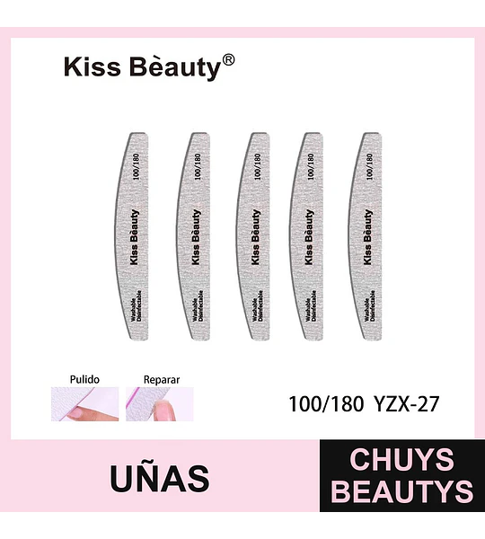 Limador de Uñas Profesional Kiss Bèauty Doble Grano 100/180 Lavable