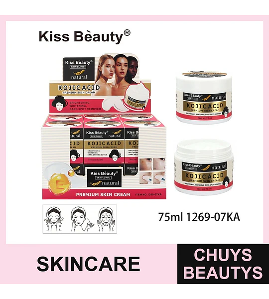 Crema Facial Aclarante y Antimanchas con Ácido Kójico Kiss Beauty 75ml