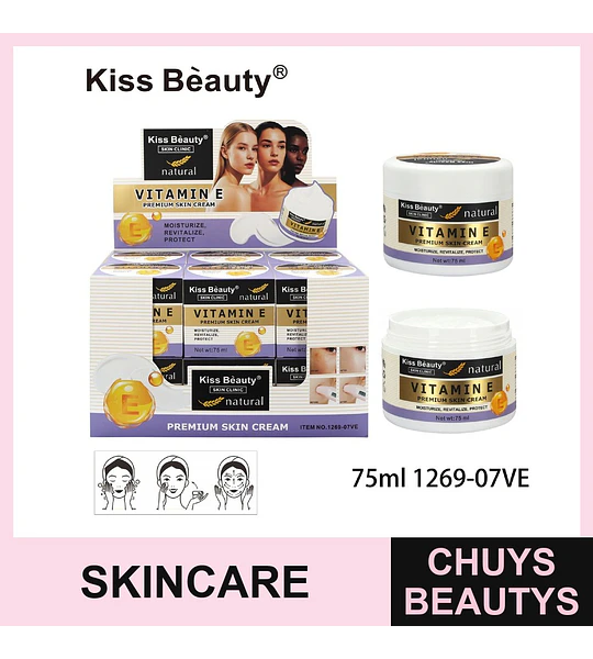 Crema Facial Premium Kiss Bèauty con Vitamina E Hidratante y Revitalizante