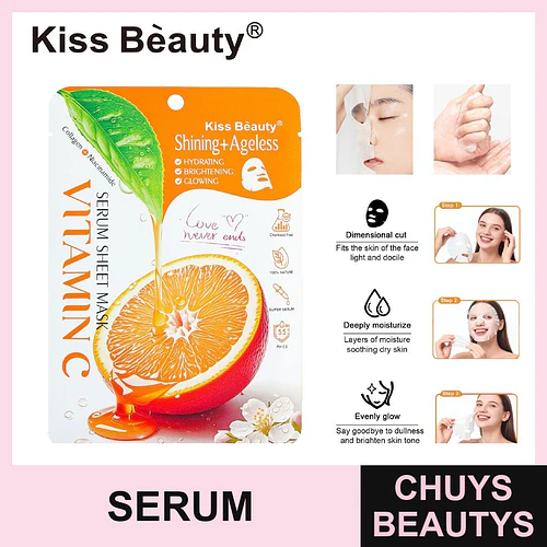 Mascarilla Facial de Serum Vitamina C Kiss Beauty para Piel Radiante y Antiedad - Chuys Beautys | Chuys Beautys