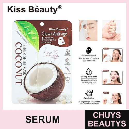 Mascarilla Facial Serum de Coco Kiss Beauty Glow+Anti-age - Chuys Beautys | Chuys Beautys